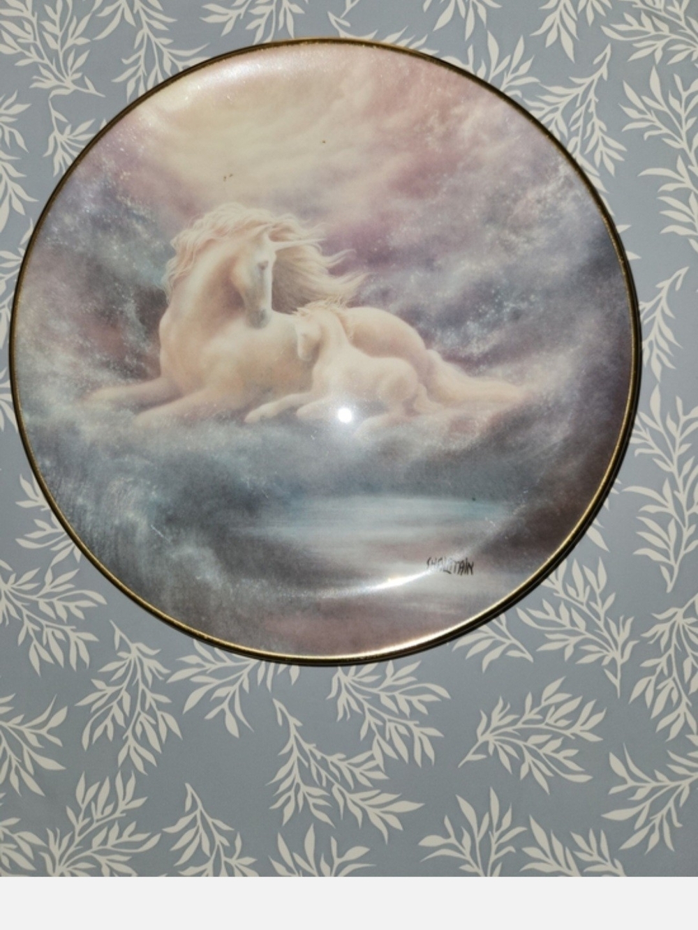 Dreamy Pastel Unicorn Wall Art Plate in Soft Pink and Cream